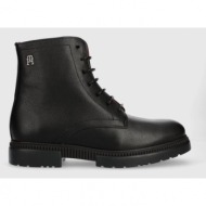  δερμάτινα παπούτσια tommy hilfiger comfort cleated thermo lth boot χρώμα: μαύρο, fm0fm04651