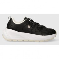  δερμάτινα αθλητικά παπούτσια tommy hilfiger th premium runner lthr χρώμα: μαύρο, fw0fw07340