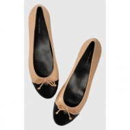  δερμάτινες μπαλαρίνες tory burch cap-toe ballet χρώμα: μπεζ, 154513-200