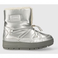  μπότες χιονιού tommy hilfiger tommy essential silver snowboot χρώμα: ασημί, fw0fw07506