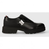  δερμάτινα κλειστά παπούτσια hugo denzel χρώμα: μαύρο, 50503626