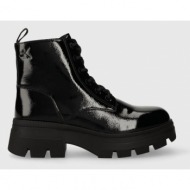  μποτάκια εργασίας calvin klein jeans chunky combat laceup boot wn χρώμα: μαύρο, yw0yw01265