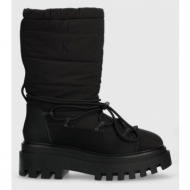  μπότες χιονιού calvin klein jeans flatform snow boot nylon wn χρώμα: μαύρο, yw0yw01146