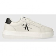  δερμάτινα αθλητικά παπούτσια calvin klein jeans yw0yw00823 chunky cupsole monologo w χρώμα: άσπρο