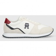 δερμάτινα αθλητικά παπούτσια tommy hilfiger runner evo leather χρώμα: άσπρο, fm0fm04479