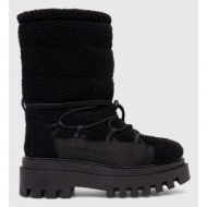  μπότες χιονιού calvin klein jeans flatform snow boot sherpa wn χρώμα: μαύρο, yw0yw01195
