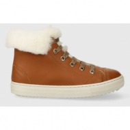  παιδικές δερμάτινες χειμερινές μπότες pom d`api swag zip fur χρώμα: καφέ