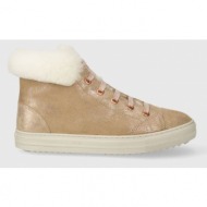  παιδικές χειμερινές μπότες σουέτ pom d`api swag zip fur χρώμα: μπεζ