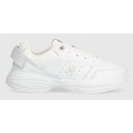 δερμάτινα αθλητικά παπούτσια tommy hilfiger tech heel runner χρώμα: άσπρο, fw0fw07701