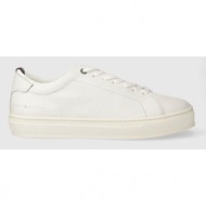  δερμάτινα αθλητικά παπούτσια tommy hilfiger premium cupsole grained lth χρώμα: άσπρο, fm0fm04893