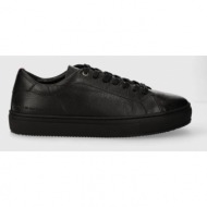  δερμάτινα αθλητικά παπούτσια tommy hilfiger premium cupsole grained lth χρώμα: μαύρο, fm0fm04893