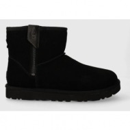  μπότες χιονιού σουέτ ugg classic mini bailey zip χρώμα: μαύρο, 1151230