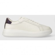  δερμάτινα αθλητικά παπούτσια calvin klein low top lace up pet χρώμα: άσπρο, hm0hm01288