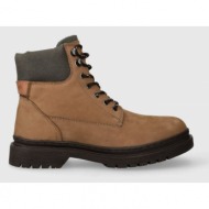  μπότες πεζοπορίας από σουέτ pepe jeans harry boot χρώμα: καφέ, pms50236