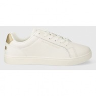  δερμάτινα αθλητικά παπούτσια tommy hilfiger essential cupsole sneaker gold χρώμα: άσπρο, fw0fw07869