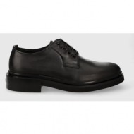  δερμάτινα κλειστά παπούτσια calvin klein postman derby χρώμα: μαύρο, hm0hm01356
