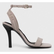  σανδάλια tommy hilfiger sporty leather high heel sandal χρώμα: γκρι, fw0fw07795