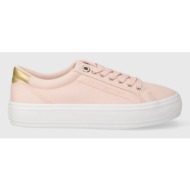  πάνινα παπούτσια tommy hilfiger essential vulc canvas sneaker χρώμα: ροζ, fw0fw07682