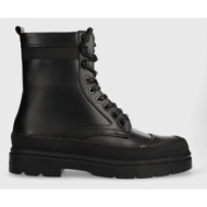  δερμάτινα παπούτσια calvin klein lace up boot high χρώμα: μαύρο, hm0hm01213 f3hm0hm01213