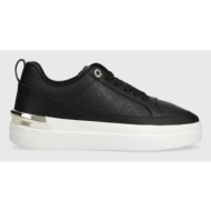  δερμάτινα αθλητικά παπούτσια tommy hilfiger lux court sneaker monogram χρώμα: μαύρο, fw0fw07808