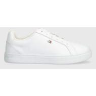  δερμάτινα αθλητικά παπούτσια tommy hilfiger flag court sneaker χρώμα: άσπρο, fw0fw08072