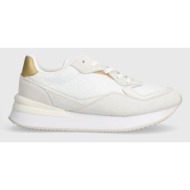  δερμάτινα αθλητικά παπούτσια tommy hilfiger lux monogram runner χρώμα: άσπρο, fw0fw07816