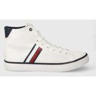  πάνινα παπούτσια tommy hilfiger th hi vulc stripes mesh χρώμα: άσπρο, fm0fm04948
