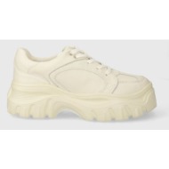  δερμάτινα αθλητικά παπούτσια desigual chunky χρώμα: μπεζ, 24sskl01.1011