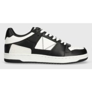  δερμάτινα αθλητικά παπούτσια guess sava low χρώμα: μαύρο, fmjsaw ele12