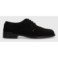  σουέτ κλειστά παπούτσια tommy hilfiger core textured sde shoe χρώμα: μαύρο, fm0fm04991