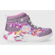  δερμάτινα αθλητικά παπούτσια skechers unicorn dreams χρώμα: μοβ