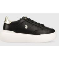  δερμάτινα αθλητικά παπούτσια u.s. polo assn. artide χρώμα: μαύρο, artide001d