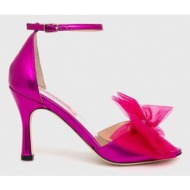  δερμάτινα σανδάλια custommade ashley metallic bow χρώμα: ροζ, 999624046