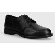  δερμάτινα κλειστά παπούτσια calvin klein derby χρώμα: μαύρο, hm0hm01246