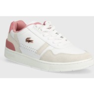  δερμάτινα αθλητικά παπούτσια lacoste t-clip contrasted collar leather snea χρώμα: άσπρο, 47sfa0082