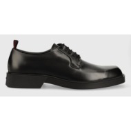  δερμάτινα κλειστά παπούτσια hugo iker χρώμα: μαύρο, 50503649 f350503649