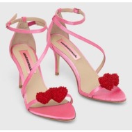  σανδάλια custommade amy satin heart χρώμα: ροζ, 000401098