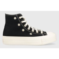  πάνινα παπούτσια converse chuck taylor all star lift hi χρώμα: μαύρο, a06115c