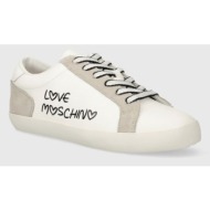 δερμάτινα αθλητικά παπούτσια love moschino χρώμα: άσπρο, ja15512g0iiac10a