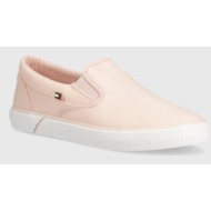  πάνινα παπούτσια tommy hilfiger vulc canvas χρώμα: ροζ, fw0fw08065