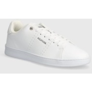  δερμάτινα αθλητικά παπούτσια tommy hilfiger court cupsole rwb lth χρώμα: άσπρο, fm0fm04966