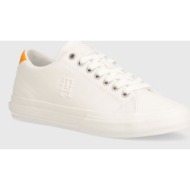  δερμάτινα αθλητικά παπούτσια tommy hilfiger th hi vulc street low lth ess χρώμα: άσπρο, fm0fm04896