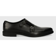  δερμάτινα κλειστά παπούτσια hugo kerr χρώμα: μαύρο, 50517214