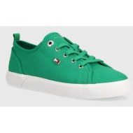  πάνινα παπούτσια tommy hilfiger vulc canvas sneaker χρώμα: πράσινο, fw0fw08063