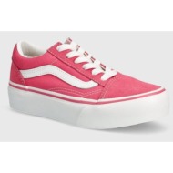  παιδικά πάνινα παπούτσια vans uy old skool platform χρώμα: ροζ