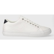  δερμάτινα αθλητικά παπούτσια tommy hilfiger th hi vulc street low lth ess χρώμα: άσπρο, fm0fm04896