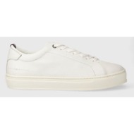  δερμάτινα αθλητικά παπούτσια tommy hilfiger premium cupsole grained lth χρώμα: άσπρο, fm0fm04893