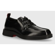  δερμάτινα κλειστά παπούτσια hugo iker χρώμα: μαύρο, 50522931