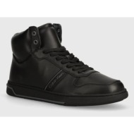  δερμάτινα αθλητικά παπούτσια calvin klein hm0hm01492 χρώμα: μαύρο, high top lace up logo