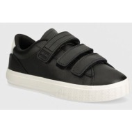  δερμάτινα αθλητικά παπούτσια tommy jeans tjw cupsole sneaker velcro χρώμα: μαύρο, en0en02568